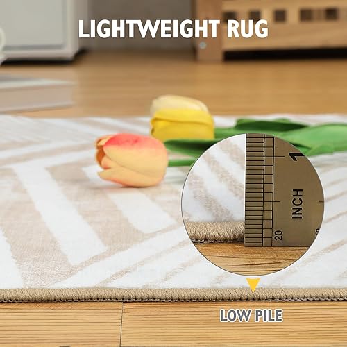 Miniatura 6 de GAOMON Alfombra lavable a máquina, rayas abstractas modernas, para sala de estar, dormitorio, comedor, entrada, 5 x 7 pies