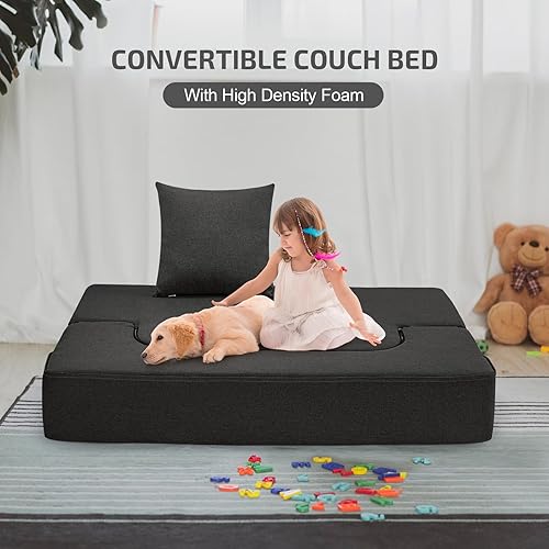 Miniatura 3 de Sofá cama convertible 2 en 1 con almohada, sofá plegable y colchón de cama, funda lavable y silla de espuma viscoelástica, tapete de juego para