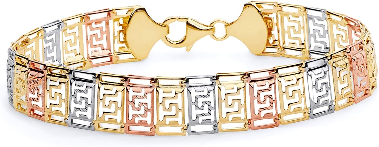 14k REAL Tri Color Gold Fancy Bracelet - 7.5"