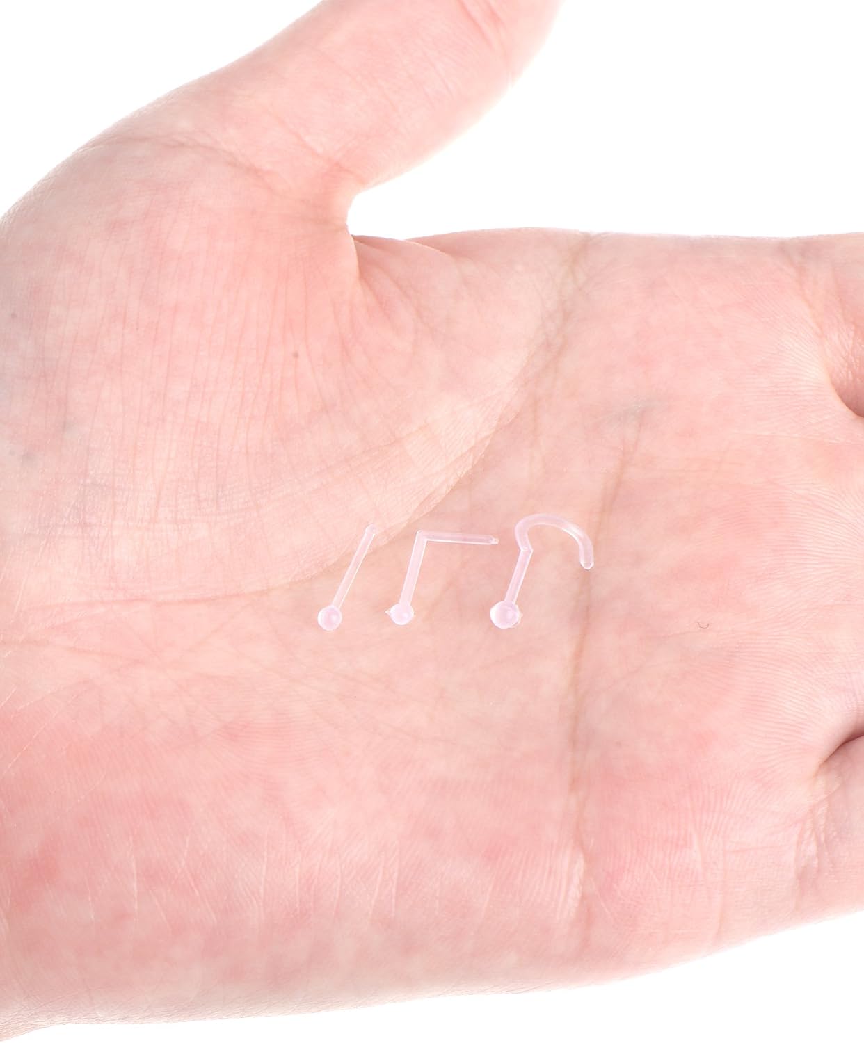 15 Pieces Transparent Flexible Nose Stud Acrylic Micro Nose Rings Body Jewelry Piercing, Boned, L Shaped, Curved, 20 Gauge, Acrylic, Stone, Without Acrylic, Acrylic, without stone