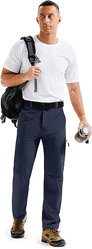 Miniatura 6 de TACVASEN Pantalones cargo de senderismo para hombre con 6 bolsillos, ligeros, resistentes al agua, de secado rápido, pantalones de viaje para