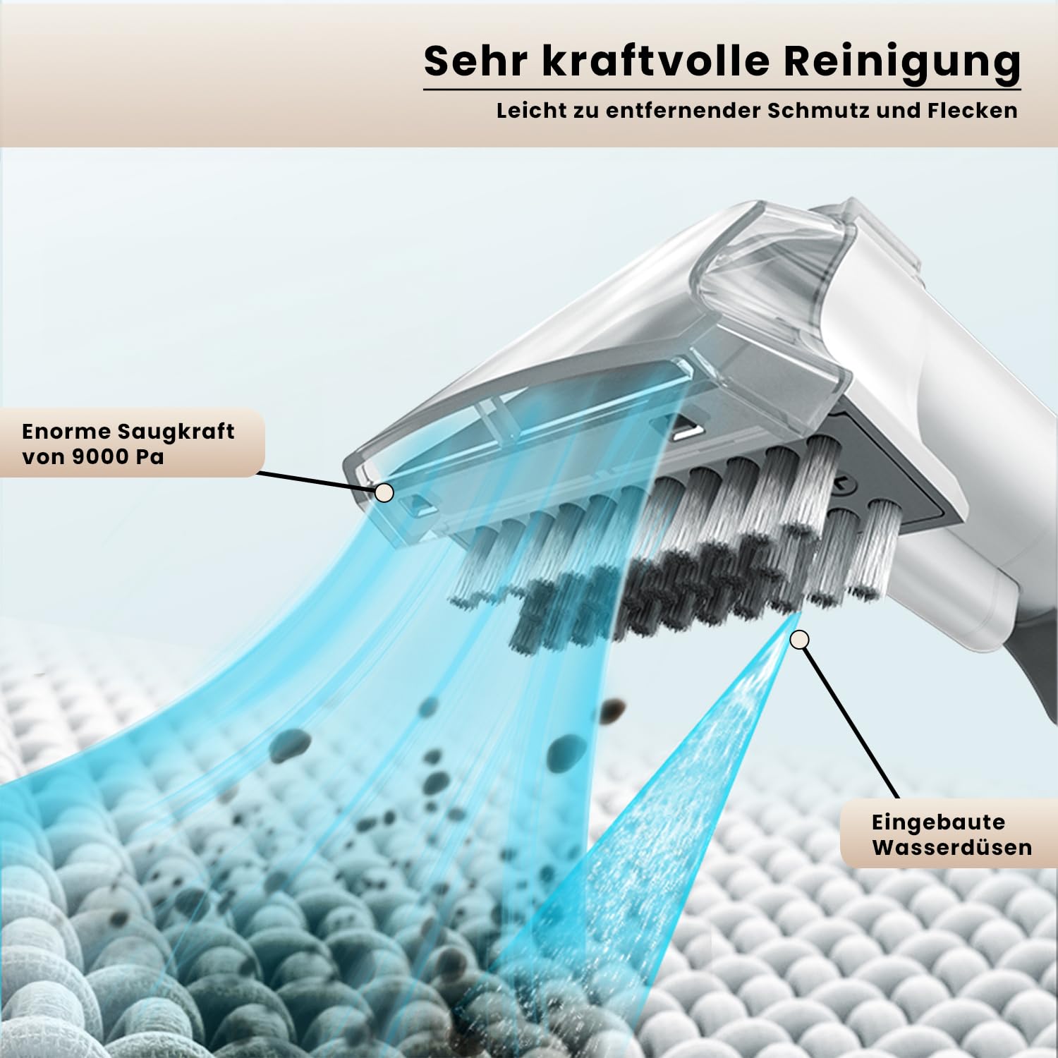 Media Evolution Polsterreiniger Gerät und Nassauger - Kompakter Teppichreiniger und Fleckenreiniger - Tragbarer Waschsauger für Teppich, Sofa, Polster, Autositze und Möbel - Extra Bürste