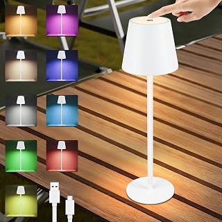 Homefire Table Wireless LED Table Battery - Outdoor Bedside Lamp RGB Touch Dimmable Desktop IP54 Bedside Lamp Table USB Bedside Lamp Bedroom Rechargeable White for Desk | Sängbord RGB touch dimbar skrivbord IP54 sänglampa bord USB sänglampa sovrum uppladdningsbar vit