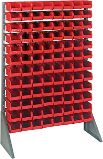Quantum Storage Systems QRU-12S-220-96RD Single Sided Rail Systems Complete Package with Bins, 36" L x 15" W x 53" H, Red