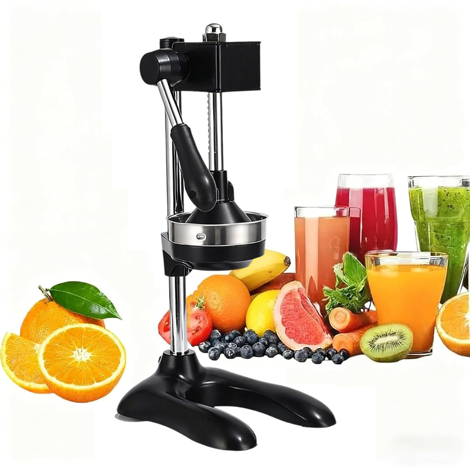 Exprimidor Manual Profesional De Limones, Exprimidor De Cítricos Con Prensa De Frutas, Exprimidor Manual De Frutas, Base Estable, Fácil De Limpiar, Alto Rendimiento, Para Uso En Cocina O Bar Black
