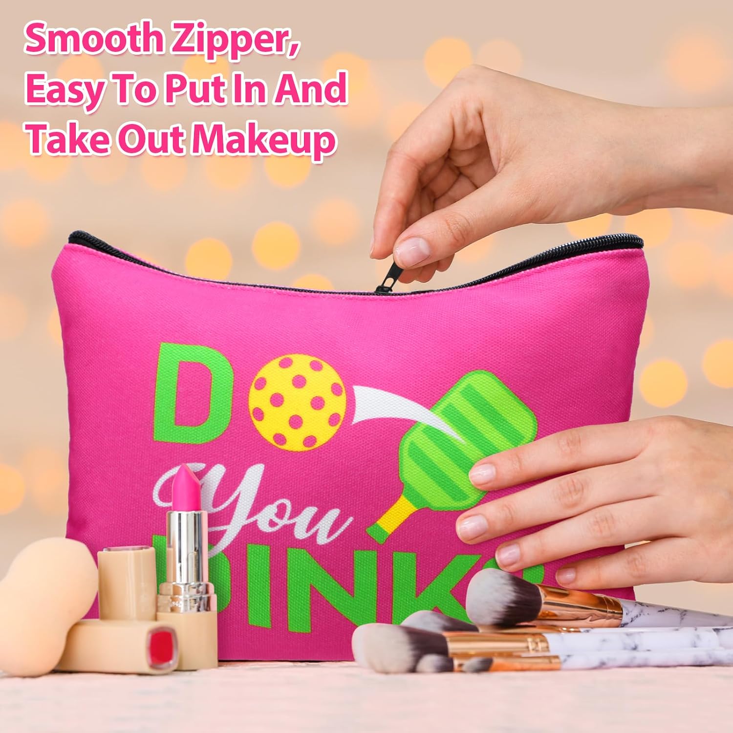 Paterr Dink Ball Geschenkset – Tragetasche & Make-up-Tasche In Weiß/grün, Für Dinkball-Fans