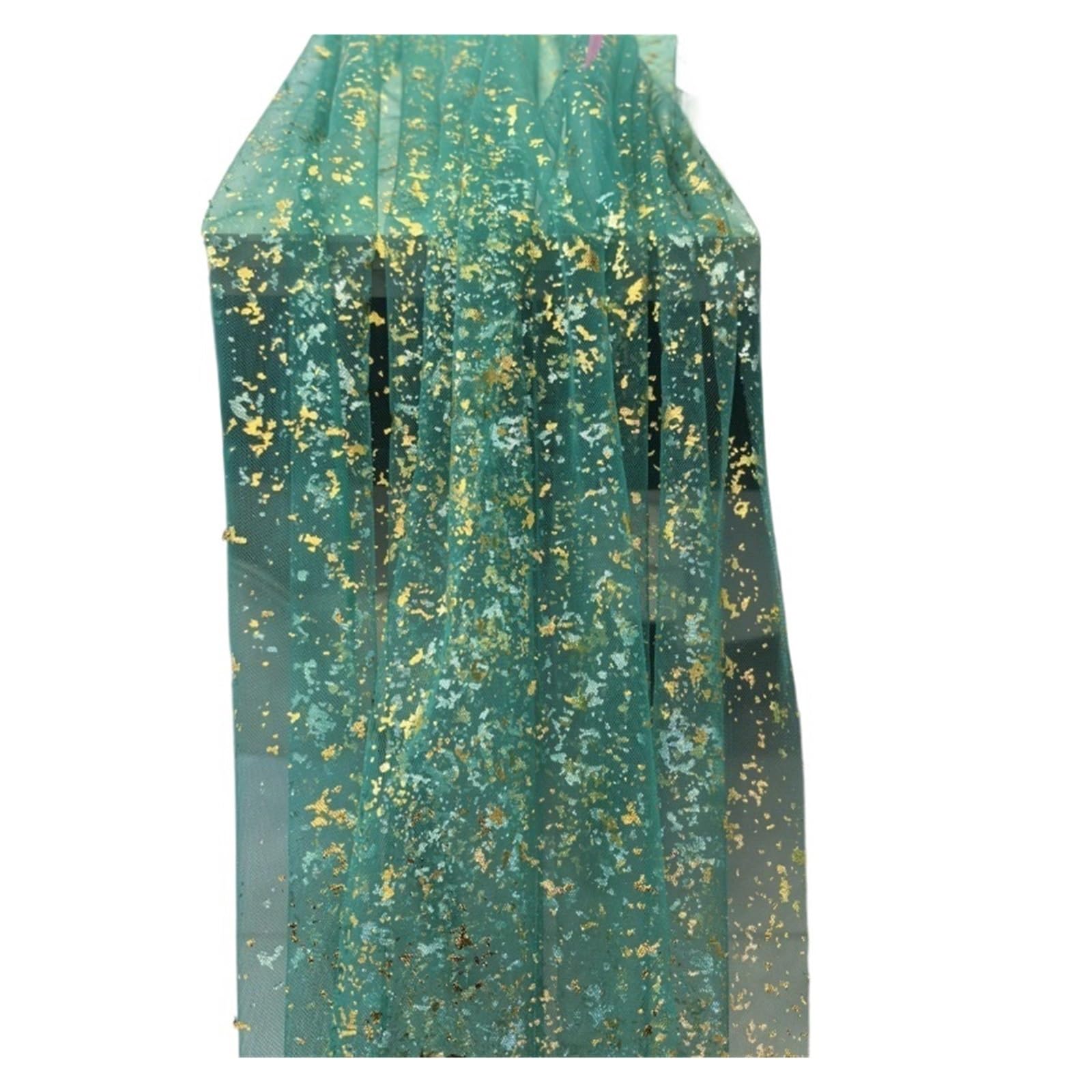 Chiffon Table Runner 10/13FT Table Runner Sheer Chiffon Tulle Cheesecloth Glitter Metallic Foil Gold Party Decor Centerpiece(Green Gold,70x300cm)