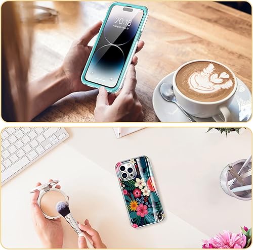 Miniatura 6 de ESDOT Funda para iPhone 14 Pro con protector de pantalla integrado, funda resistente de grado militar con diseños de moda para mujeres y niñas,