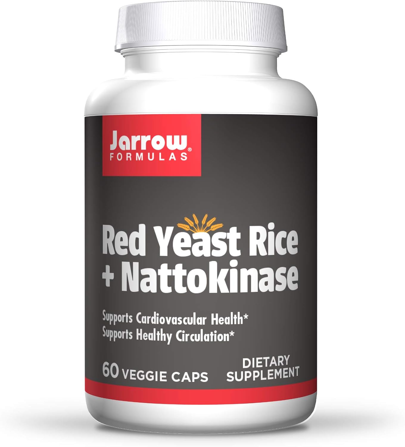 Jarrow Formulas Red Yeast Rice Plus Nattokinase, Supports Cardiovascular Health, 60 Veggie Capsules