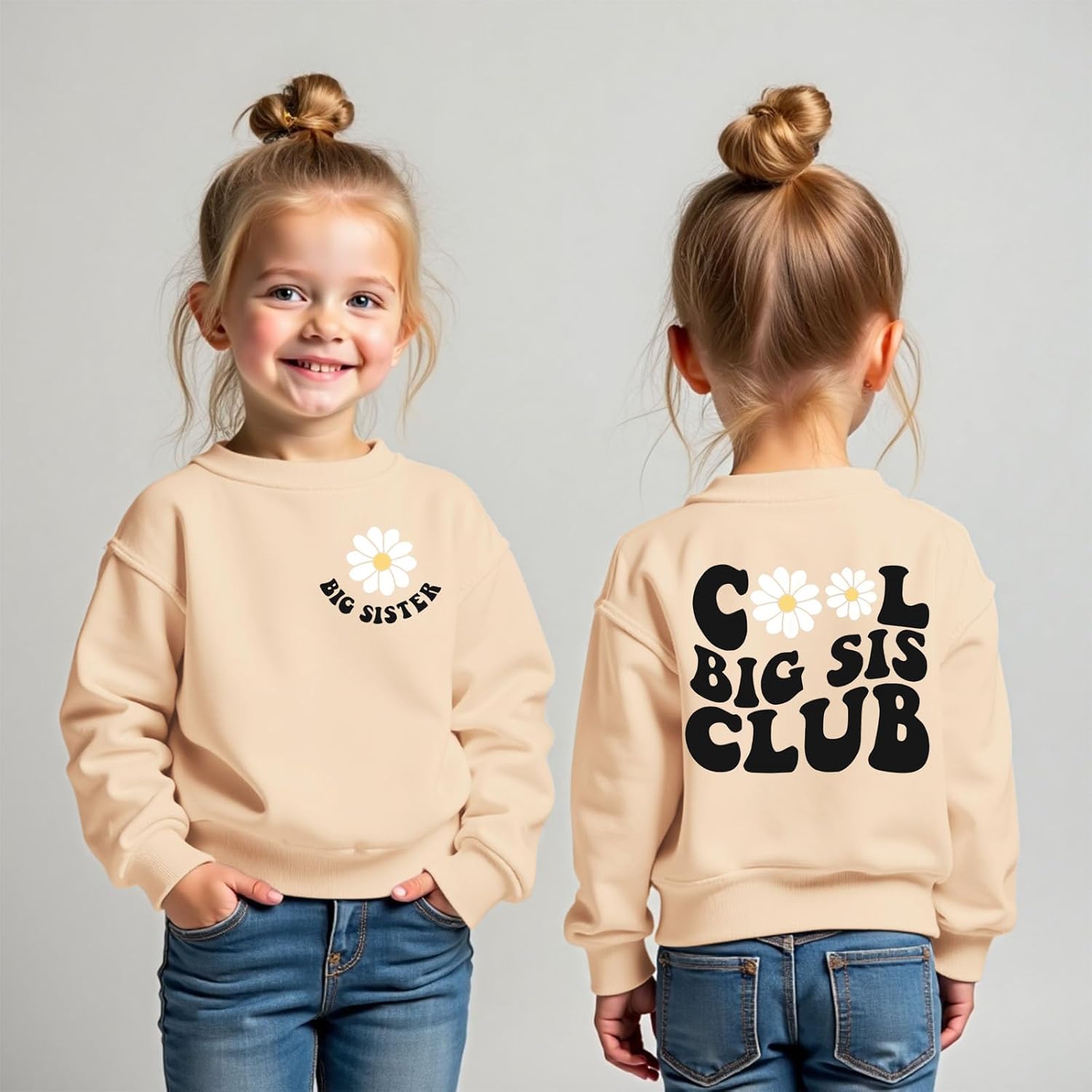 Big Sister Sweatshirt Toddler Girl Cool Big Sis Club Shirt Baby Announcement Pullover Crewneck Clothes - Image 5