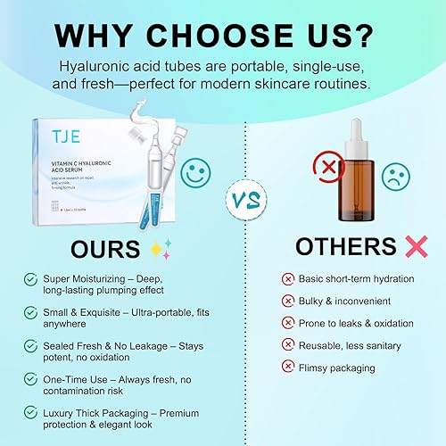 Miniatura 7 de TJE Suero de ácido hialurónico al 5% para la cara con vitamina C Suero ultra hidratante antienvejecimiento Hidratante para piel seca y sensible