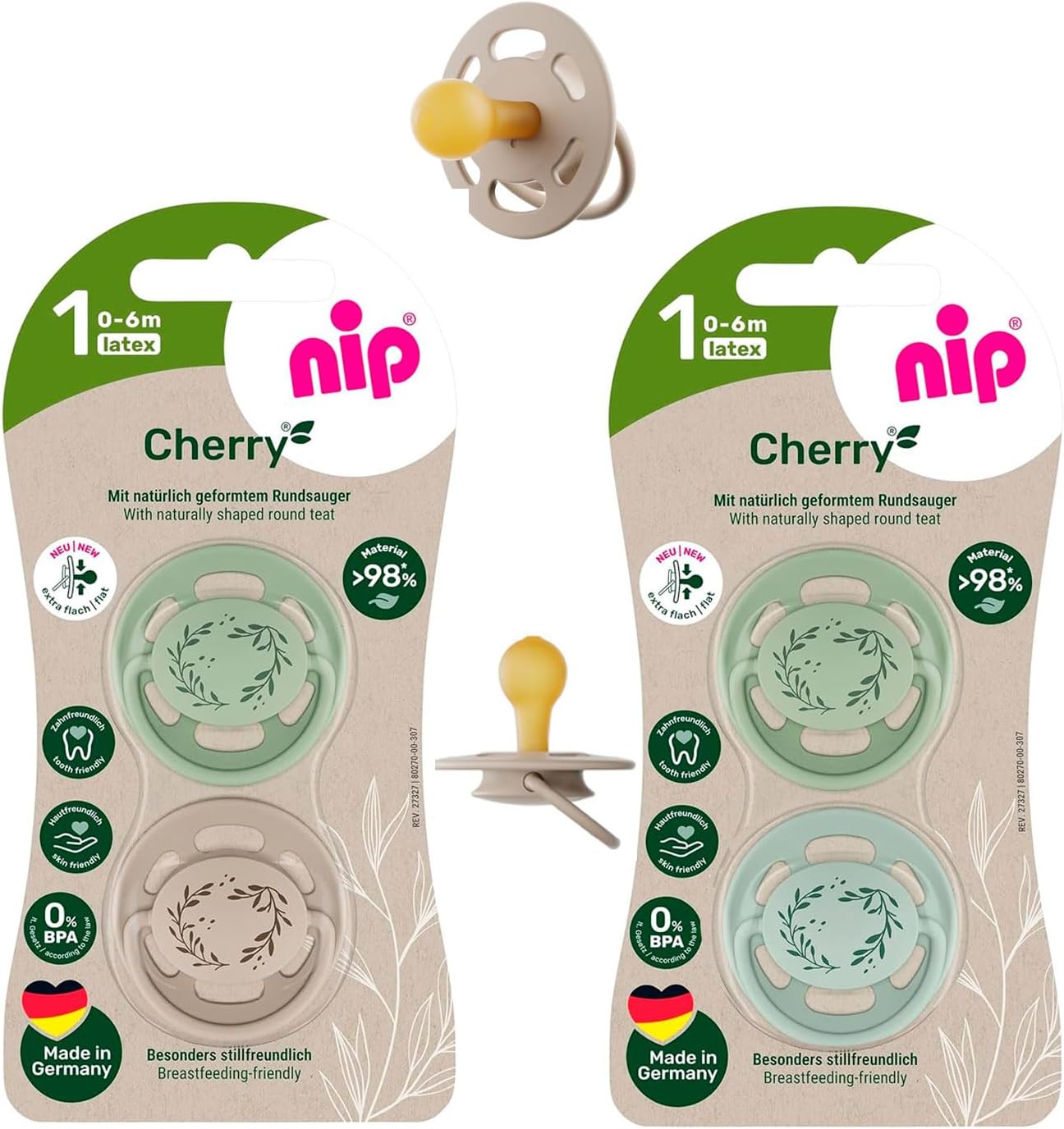 NIP Cherry Round Dummy Set of 4 Boy Size 1 0-6 Months Blue & Turquoise + Silver & Light Blue