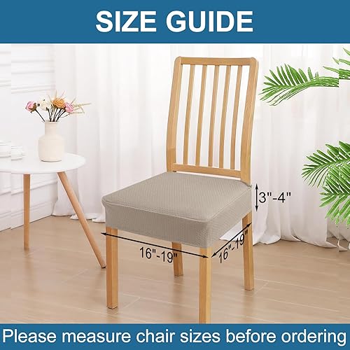 Miniatura 2 de Smiry - Juego de 4 fundas de asiento impermeables para sillas de comedor, tela jacquard elástica, extraíbles y lavables, fundas protectoras de