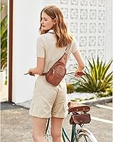 Vista 169 de Telena Riñonera pequeña para mujer, de cuero, cangureras, bolsa de pecho para mujer 3-camel marrón