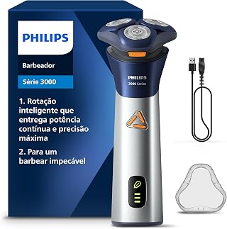 Philips Barbeador Elétrico Shaver Série 3000 Cabeças flexíveis 6D | Barbear prático para manter o visual em dia | Lâminas PowerCut | Uso Seco ou