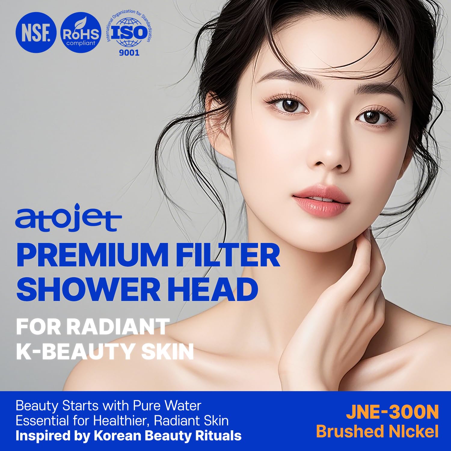 Atojet Premium Filtered Showerhead Crafted With Korea’s Luxury Beauty Culture – Pure Carbon Filters for Softer Skin & Smoother Hair | Carbon Composite Filter | Single Showerhead (JNE300C-SNG-1)