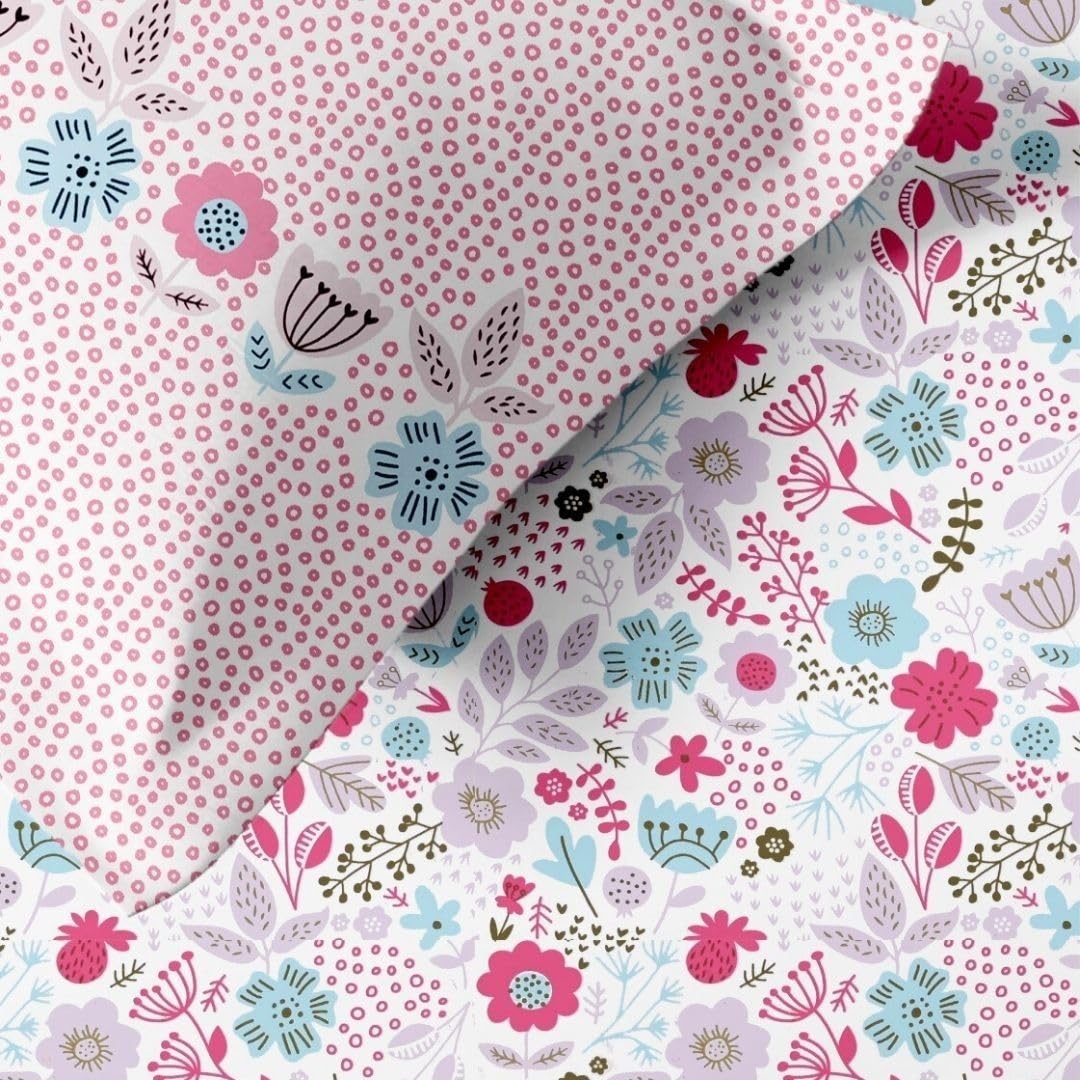 Jaipur Weaves Double Bed Cotton Bedsheet Queen Size 90x100, 100% Pure Cotton Bed Sheet with 2 Pillow Covers, 240 TC Soft Breathable Floral Design – (Pink Harmony, Queen)