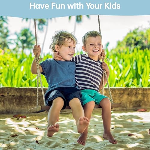 Miniatura 3 de Columpio de madera para árbol, columpio de madera para adultosniños con capacidad de carga de 500 libras, cuerda de cáñamo ajustable y correas de