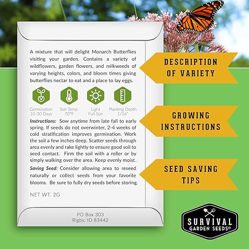 Miniatura 2 de Heirloom - Semillas de flores polinizadoras para plantar, atraen mariposas, abejas, colibríes, néctar y polen, flores silvestres perennes y anuales