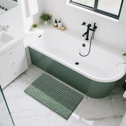 Miniatura 593 de Yimobra - Tapete de baño largo de felpilla, grande de 55.1 x 24 pulgadas, microfibra gruesa, absorbente, extrasuave, antideslizante, peludo, lavable