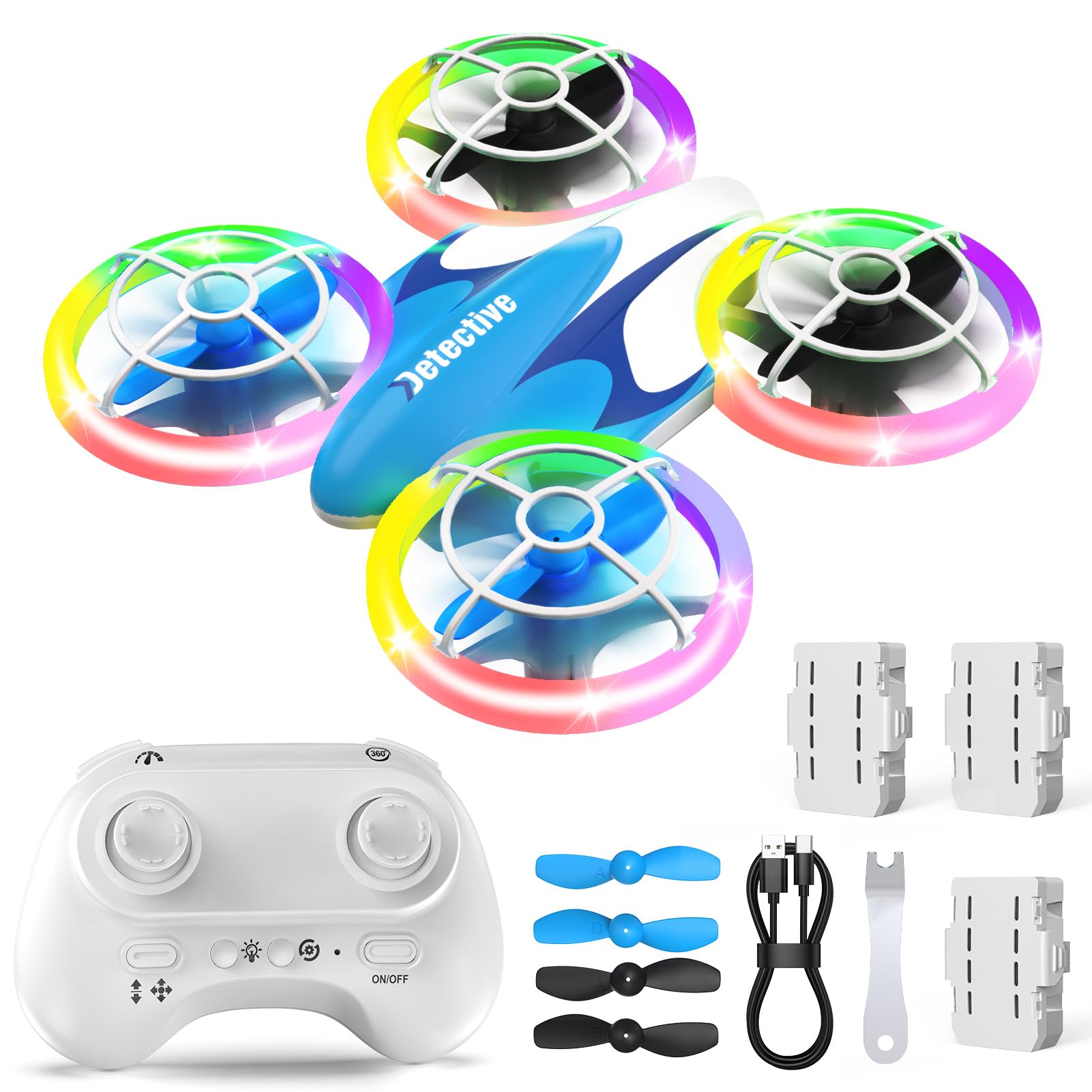 Mini Drone per Bambini e Principianti, Droni Quadricottero RC con Luci Colorate e 3 Batterie, Giocattolo Regalo per Telecomando da 6 7 8 9 10+ Anni