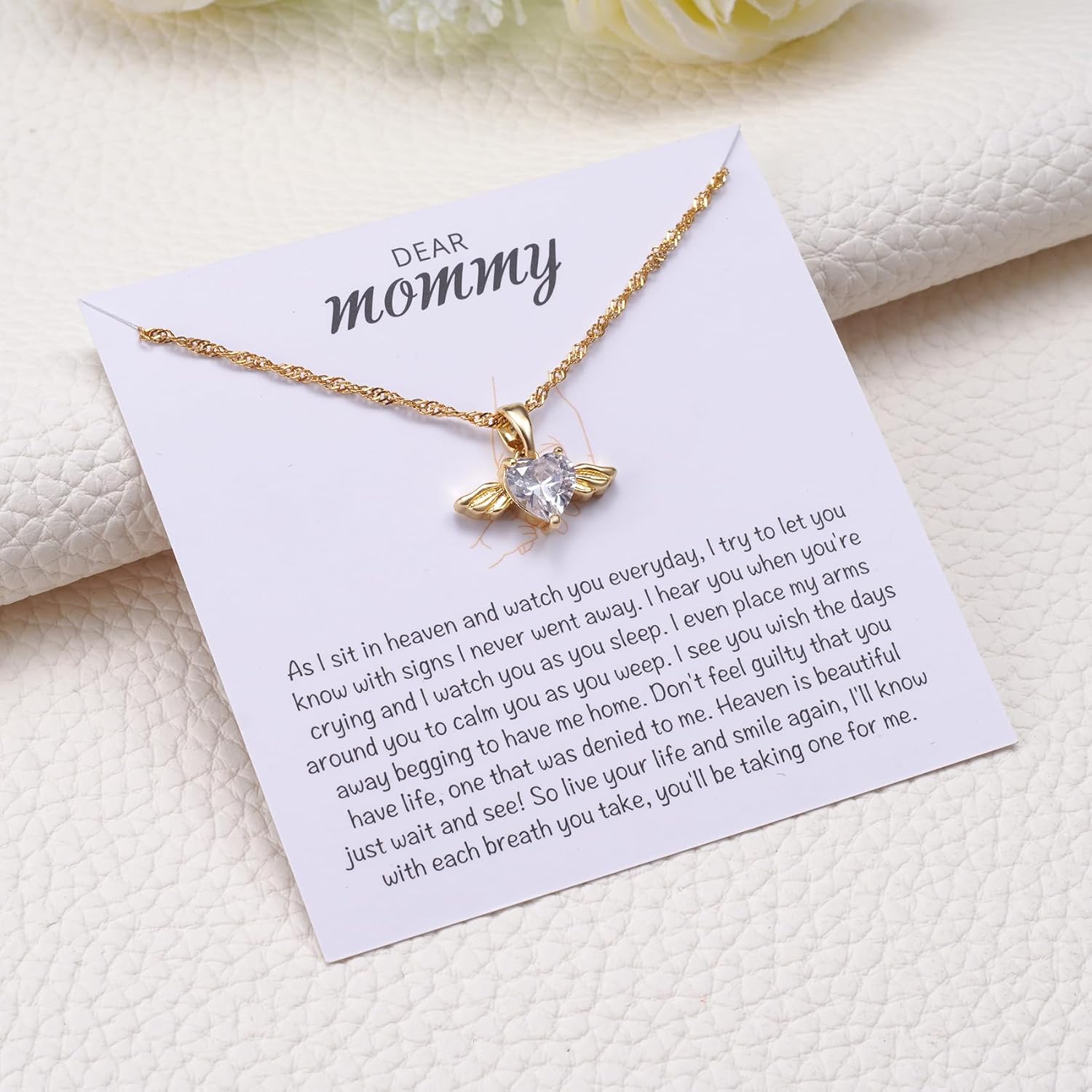 MIXJOY Baby Angel Wings Heart Necklace for Mom, Mommy of an Angel Remembrance Gift - Image 5