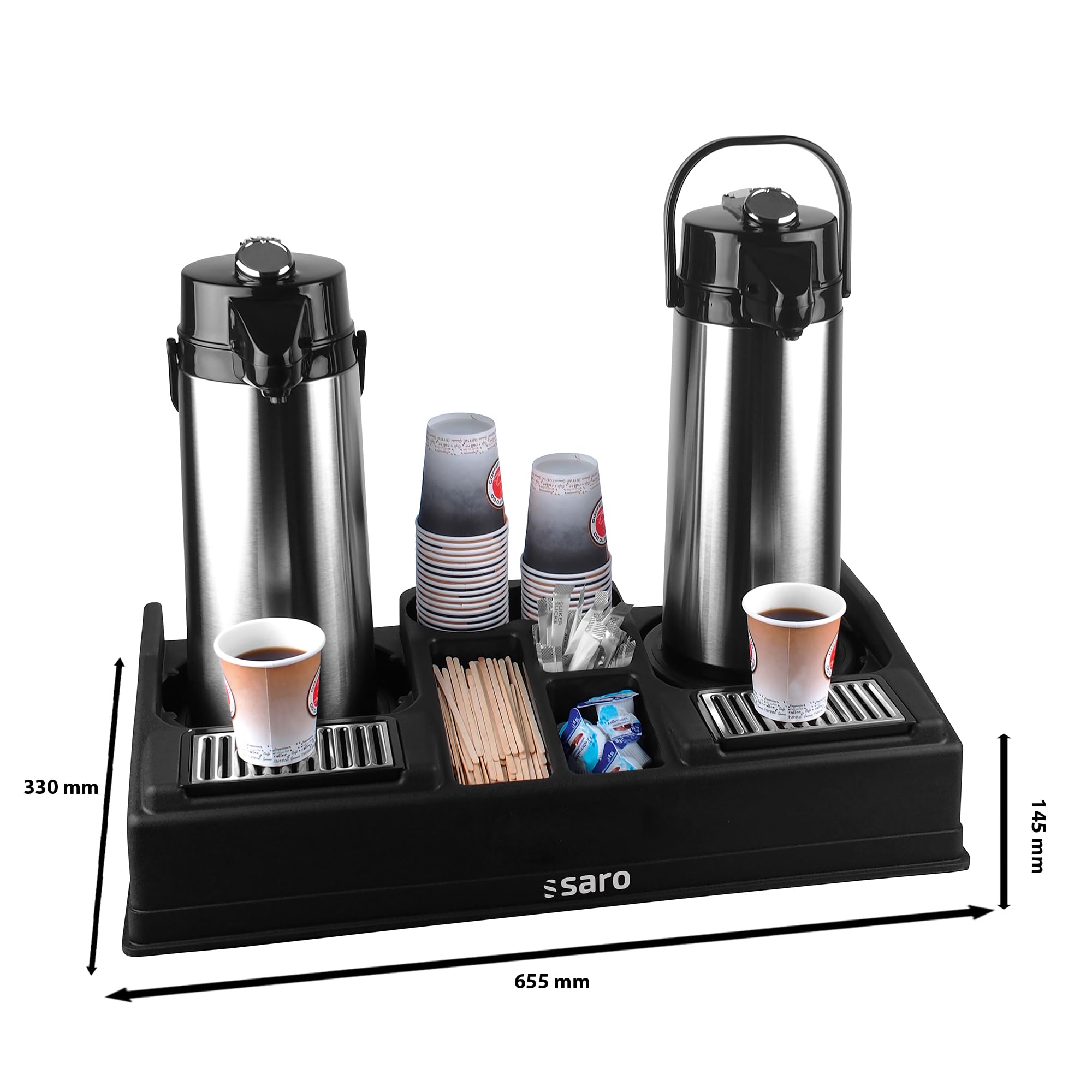 Saro - Leo 2 Station à Café, pour Verseuses d’un Diamètre de 190 mm, Compartiments de Rangement pour Accessoires, Bac d'Égouttement et Insert Amovibles, Plastique