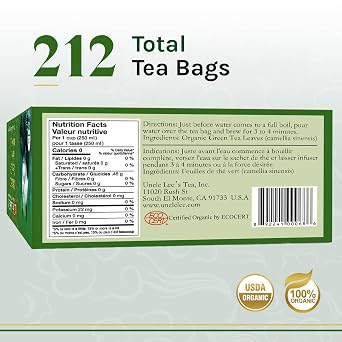 Uncle Lee's Organic Green Tea 2-Pack, 106 Count Ea Super Packs