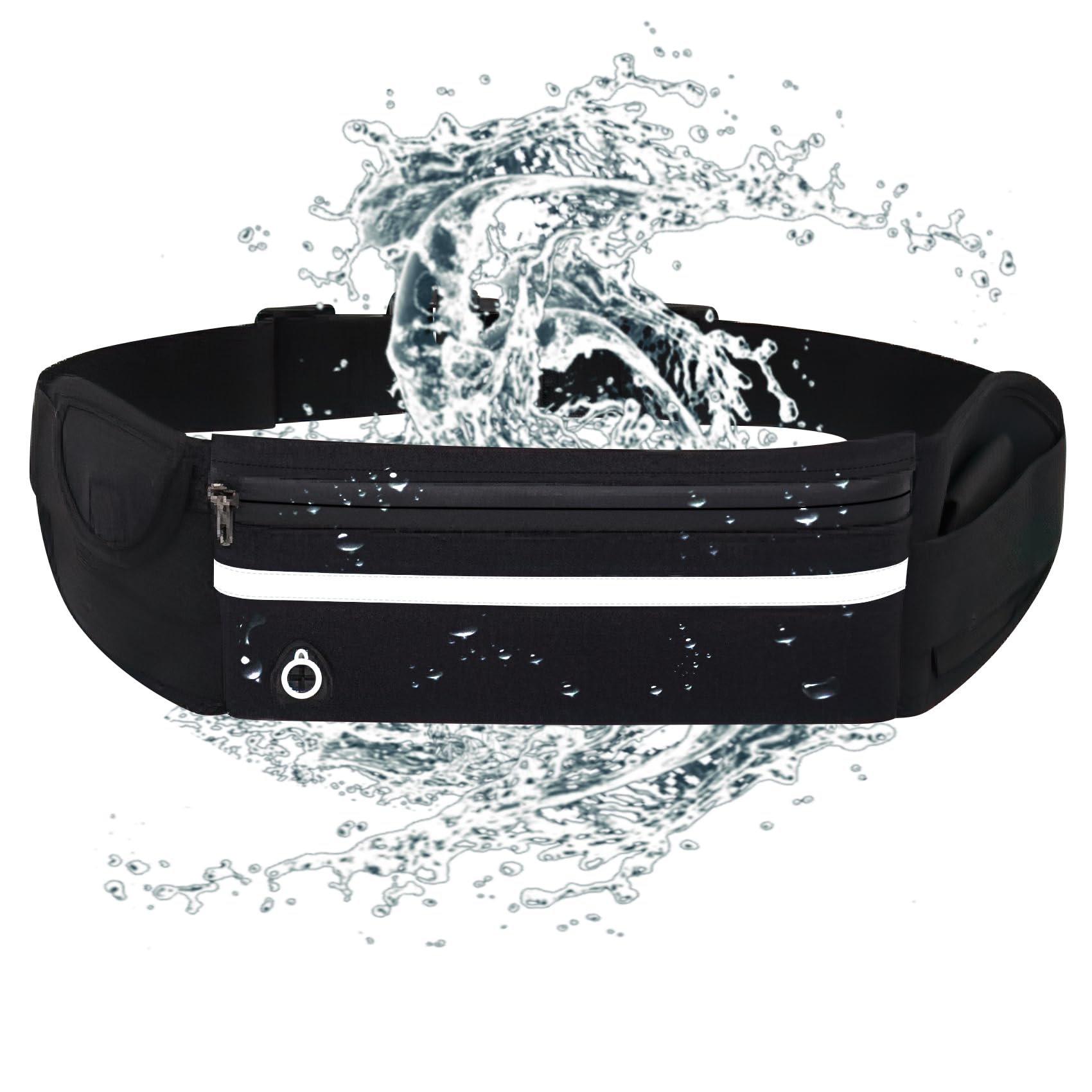 Slim Running Belt No-Bounce Phone Holder for Women Man | Waterproof Fanny Pack with Quick-Dry Pockets & Night Reflective, Black, Slim Running Belt No-bounce Phone Holder-image-31