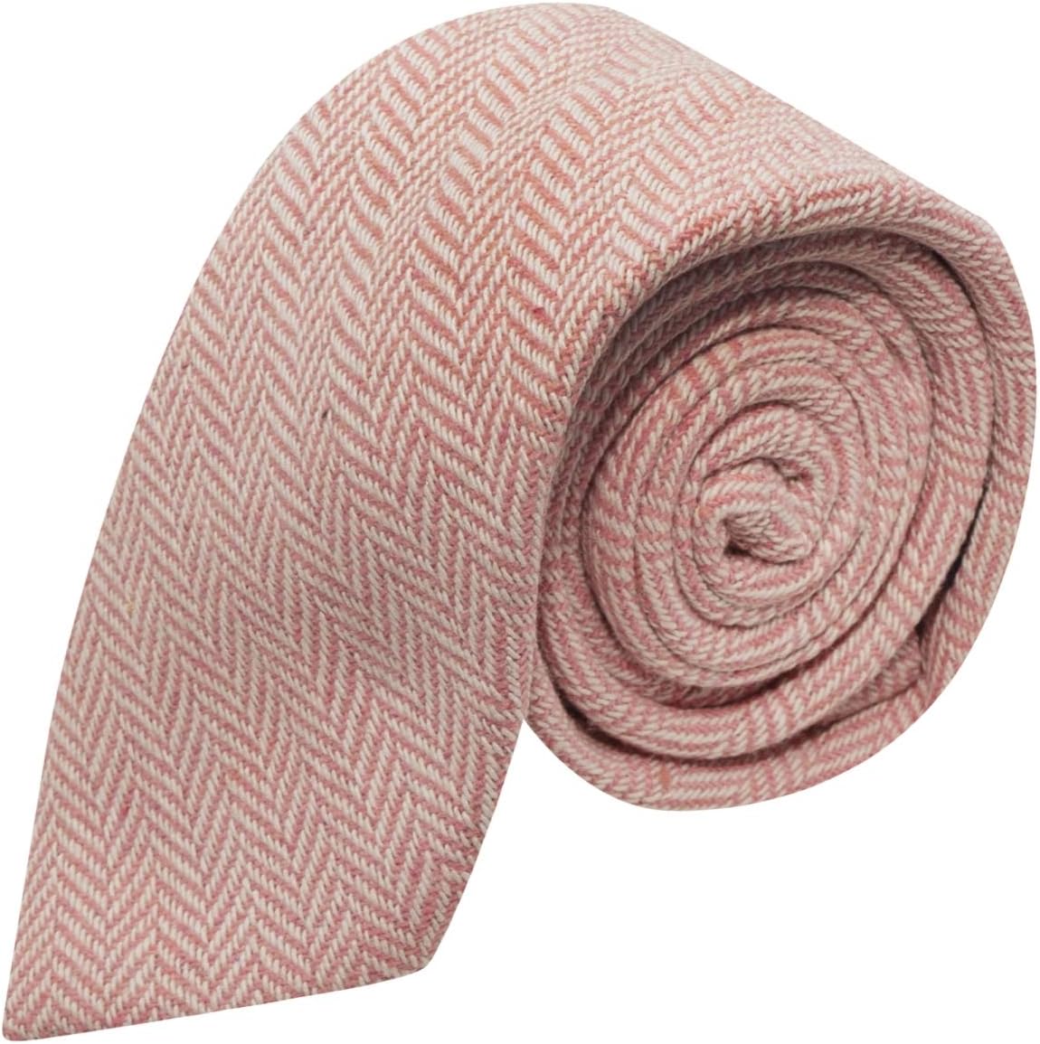 King & Priory Candy Pink & Cream Herringbone Necktie