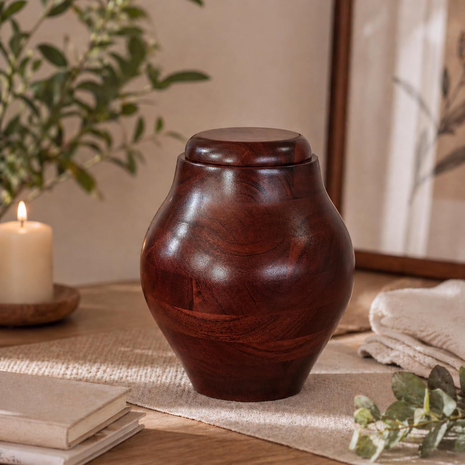 Wooden Cremation Urn for Human Ashes Adult - Large 210 Cu in