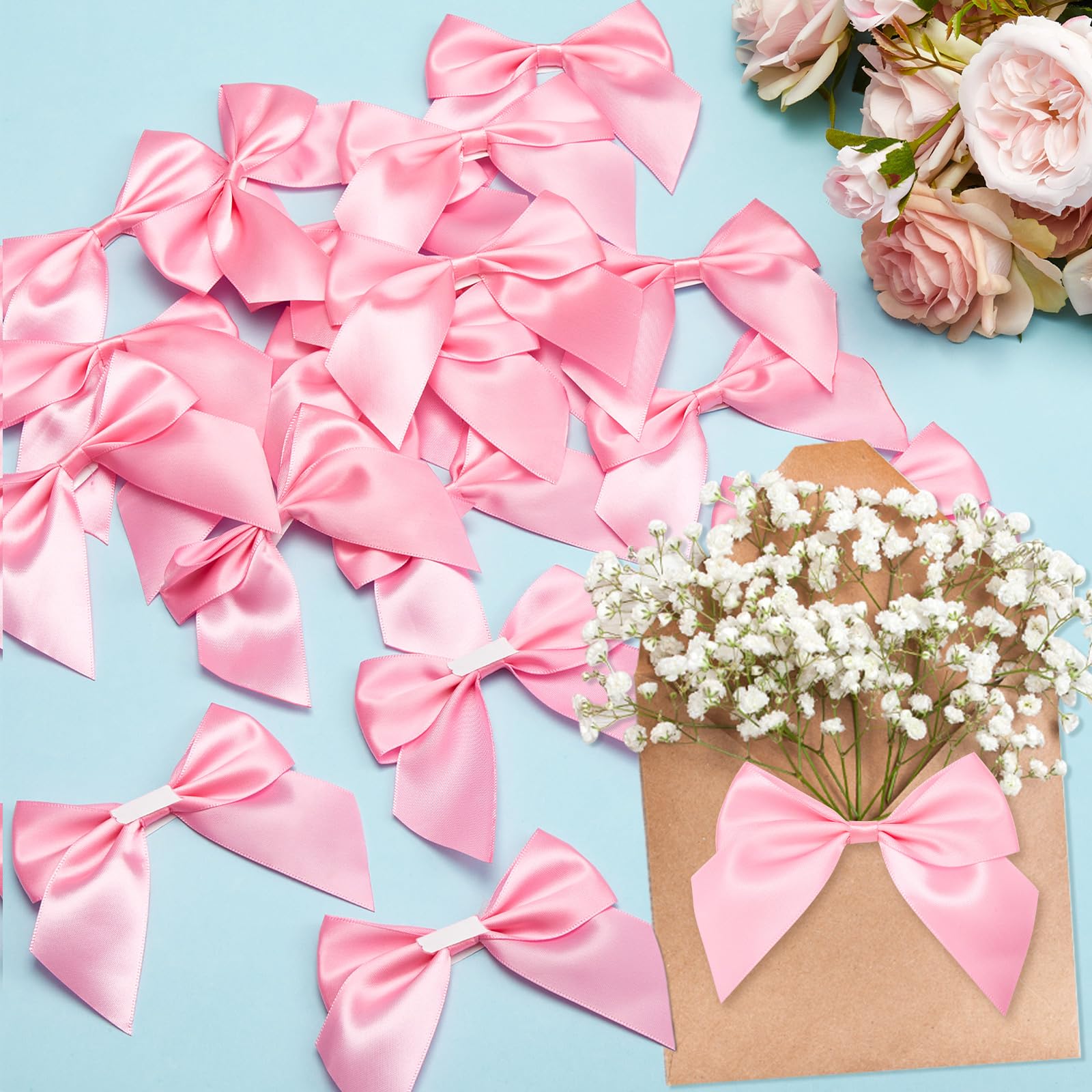 50 Lazos De Satén Para Decoración De Bodas, Día De San Valentín, Baby Shower, Navidad, Decoración