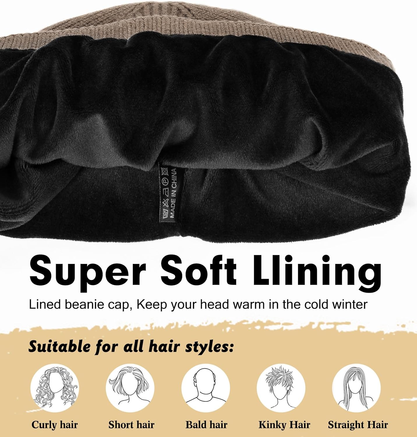 Wmcaps Winter Beanie for Men Women, Fleece Lined Beanie Soft Warm Knit Hat Ski Stocking Cuffed Cap - Image 2