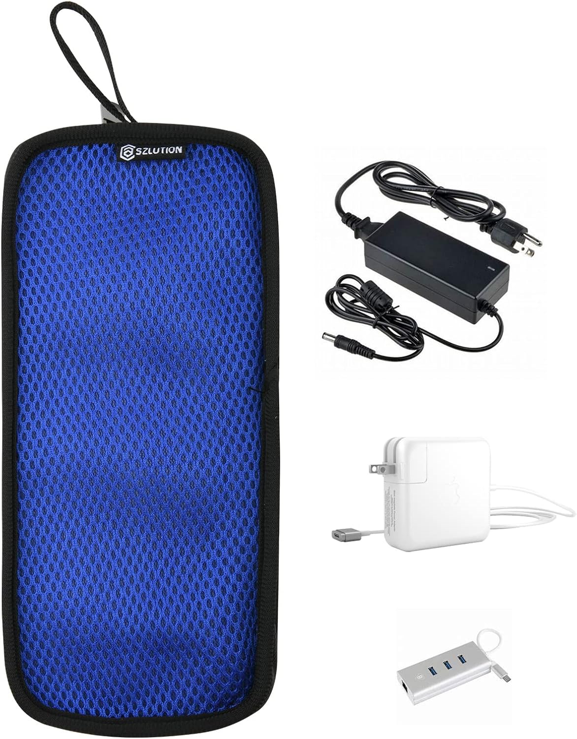 Cable Organizer Case Bag Portable Travel Computer Accessories Organizer Zipper Mesh Pouch for Laptop Mouse, Power Bank, USB, Adapter, Charger (Blue)