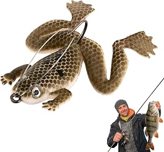 Coffee Frog Lures for Bass Fishing Topwater Frog Realistic Bass Swimbait Soft Floating Bait Artificial Bass Lure for Pike Saltwater Freshwater Bass Trout,Fishing Soft Lures, Baits and Attractants