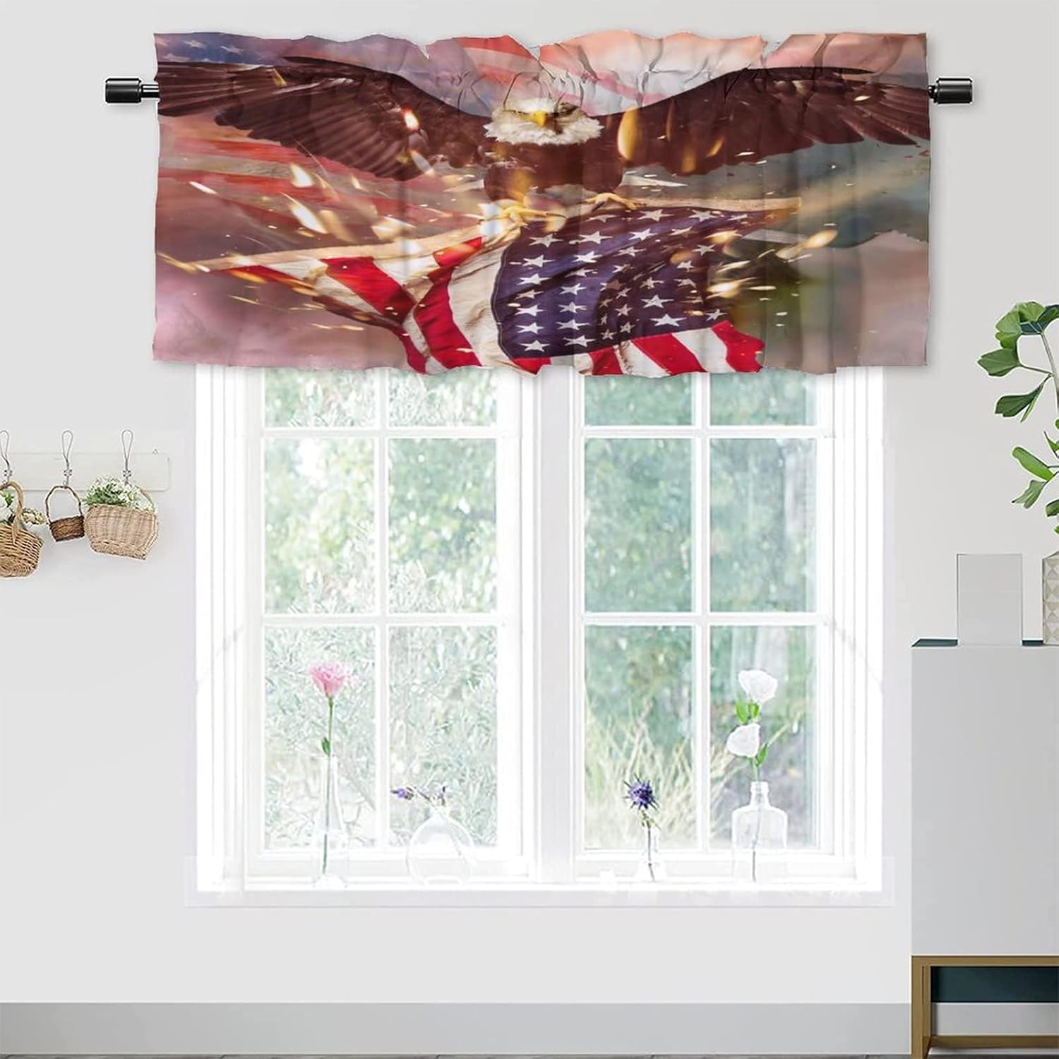 American Flag Eagle Curtains Living Room Bathroom Bedroom Rustic Curtains Window Treatments Small Cafe Curtains