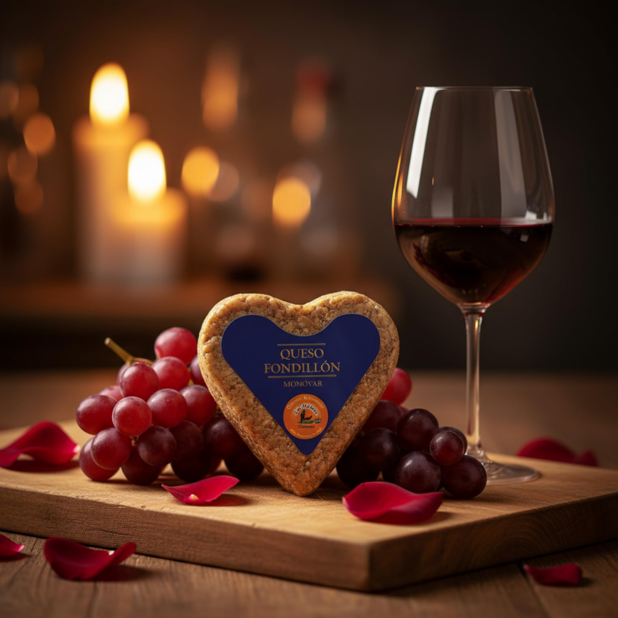 Queso Artesano Fondillón 100% de Leche de Cabra Entero 380 gr | Queso Gourmet Forma de Corazón Elaboración Tradicional y Casera con Ganadería Propia | Sabor Único y Natural (CON CAJA)