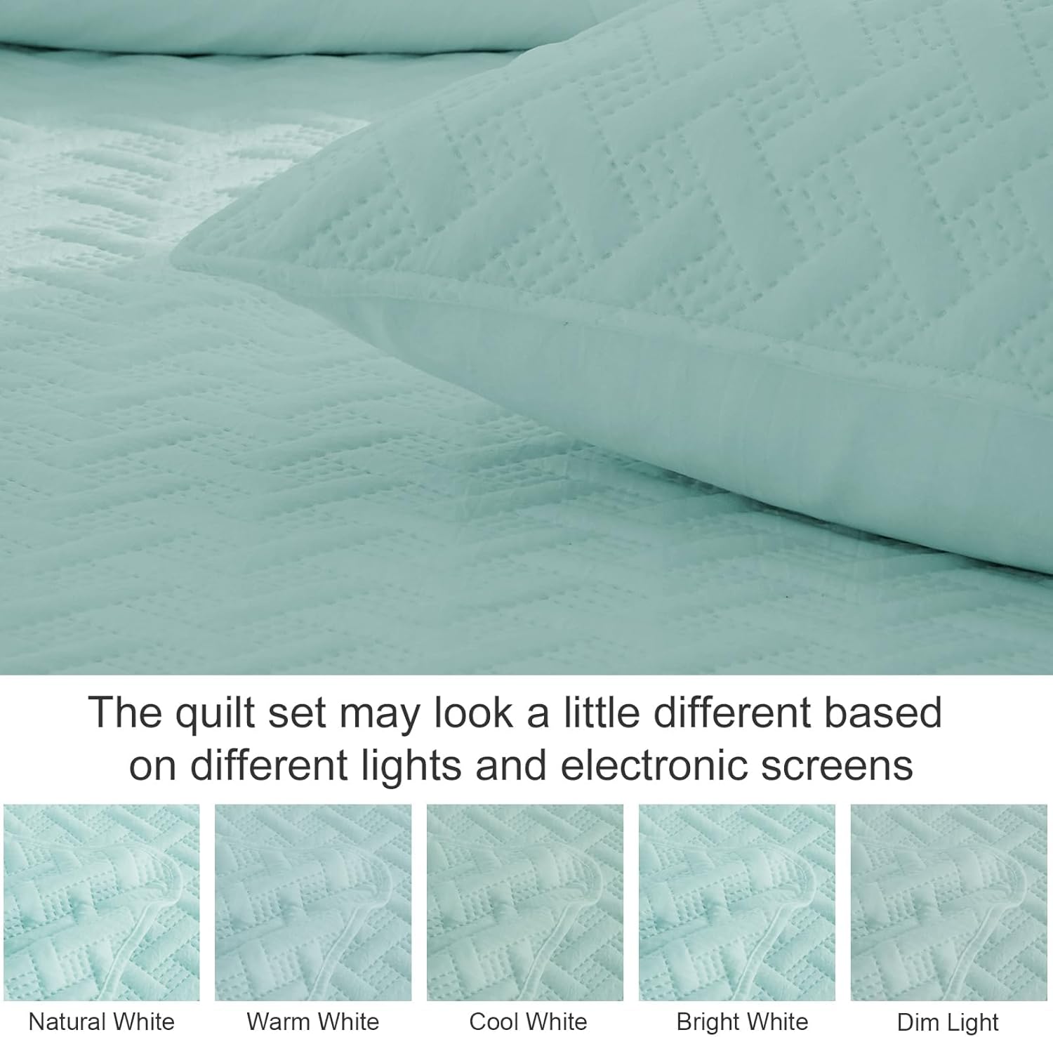 Exclusivo Mezcla Soft Quilt Set Queen Full Size, 3 Pieces Lightweight Quilts Aqua Bedspreads Coverlets Bedding Set for All Seasons, Weave Pattern - Image 6