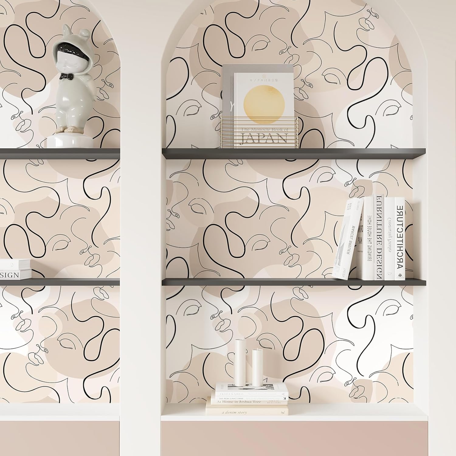 VEELIKE Abstract Geometric Peel and Stick Wallpaper Boho Minimalist 17.7''x354'' Removable Prepasted Modern Wallpaper Geometric Wallpaper for Bedroom Bathroom Living Room