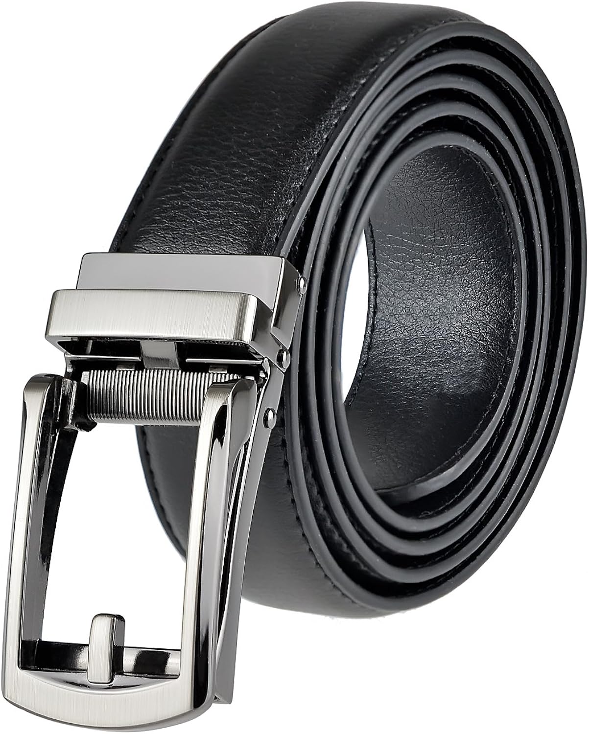 Ratchet Leather Dress Belt for Men Up to 44 No Hole Slide Belt Black and Brown