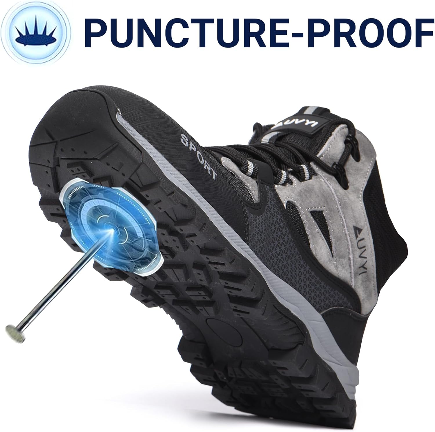 Steel Toe Work Boots for Men - Wide Toe Slip Resistant Safety Indestructible Boots with Breathable Mesh, Industrial Construction Shoes for Warehouse & Outdoor - Image 6