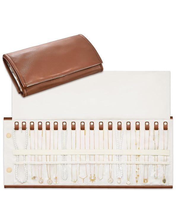 Lolalet Travel Necklace Organizer, Foldable Jewelry Case, Caramel, 18 Slots by Lolalet - Used condition - US$19.49