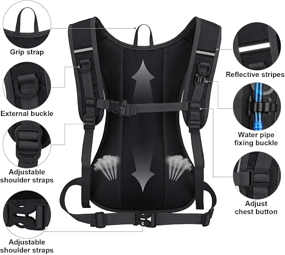 Zimoer Cycling Backpack 7L, Lightweight Breathable Bike Backpack, Running Backpack With Rain Cover & Helmet Storage Bag, for Men & Women Daily Commutes, Cycling, Jogging, Hiking, Riding, Marathon