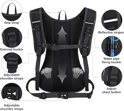 Zimoer Cycling Backpack 7L, Lightweight Breathable Bike Backpack, Running Backpack With Rain Cover & Helmet Storage Bag, for Men & Women Daily Commutes, Cycling, Jogging, Hiking, Riding, Marathon
