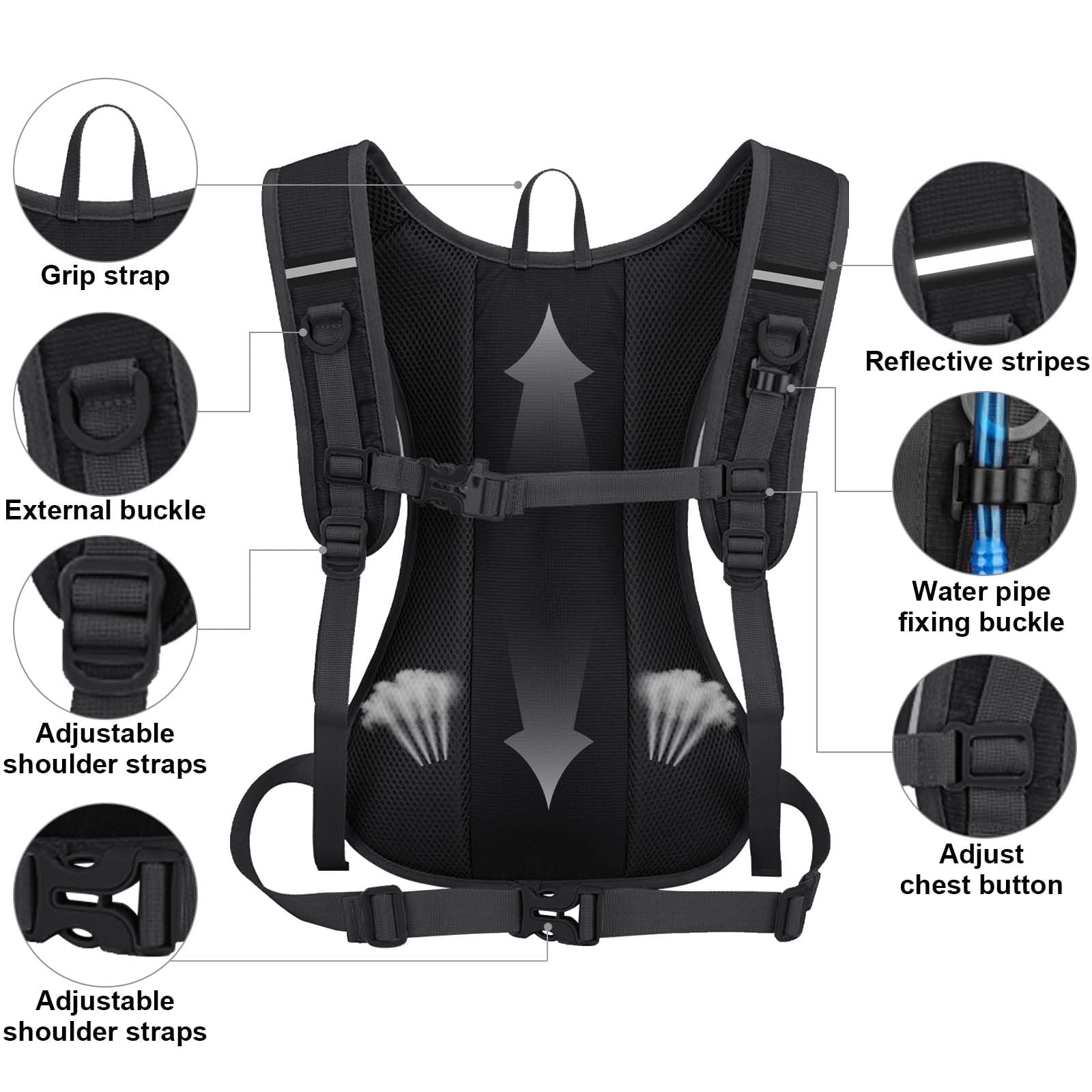 Zimoer 7L Mochila de Ciclismo Ligero Trail Running Pequeña Mochila de Bicicleta con Protector de Lluvia y Funda para Casco Deportes al Aire Libre Ciclismo Camping Distancia Corta Senderismo