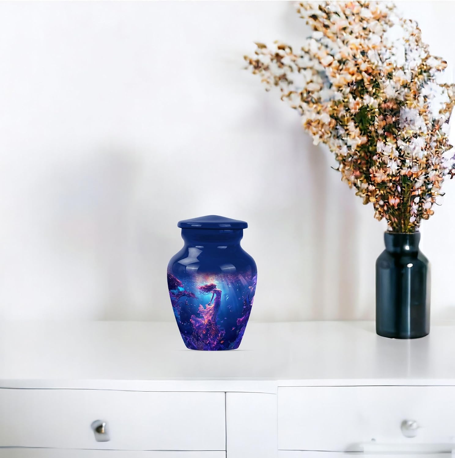 Luminous Depths - Funeral Urns For Ashes - Human Cremation Urns - 3 Inch - Pack Of 1 - Keepsakes For Ashes - Unique Urns For Human Ashes - Small Urn For Ashes - Memorial Keepsakes For Ashes