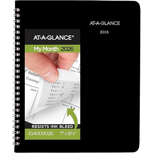 AT-A-GLANCE 2026 Planner, Monthly, 7" x 8-3/4", Medium, DayMinder, Black (G4000026)