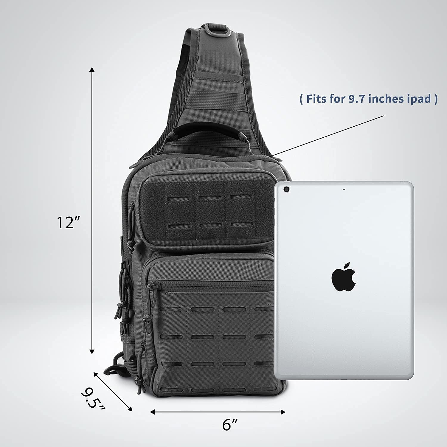 WINCENT Tactical Sling Bag Pack Military Rover Shoulder Sling Backpack Molle Assault Range Bag EDC Diaper Bag Day Pack Black
