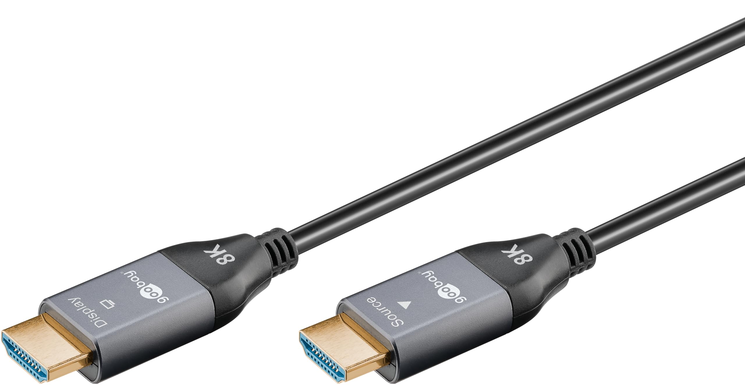 goobay Cavo ottico ibrido HDMI 40 metri – Cavo HDMI 2.1 Ultra High Speed con Ethernet, 8K/60Hz, tecnologia AOC per TV, monitor, PS5, Xbox, alta flessibilità, spina robusta, 76277