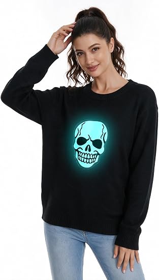 HSCTEK Light Up Adult Halloween Knitted Sweater Men Women
